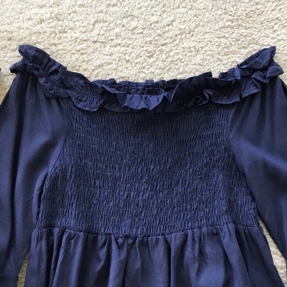 Navy Off the Shoulder Top - Picture 6 of 7